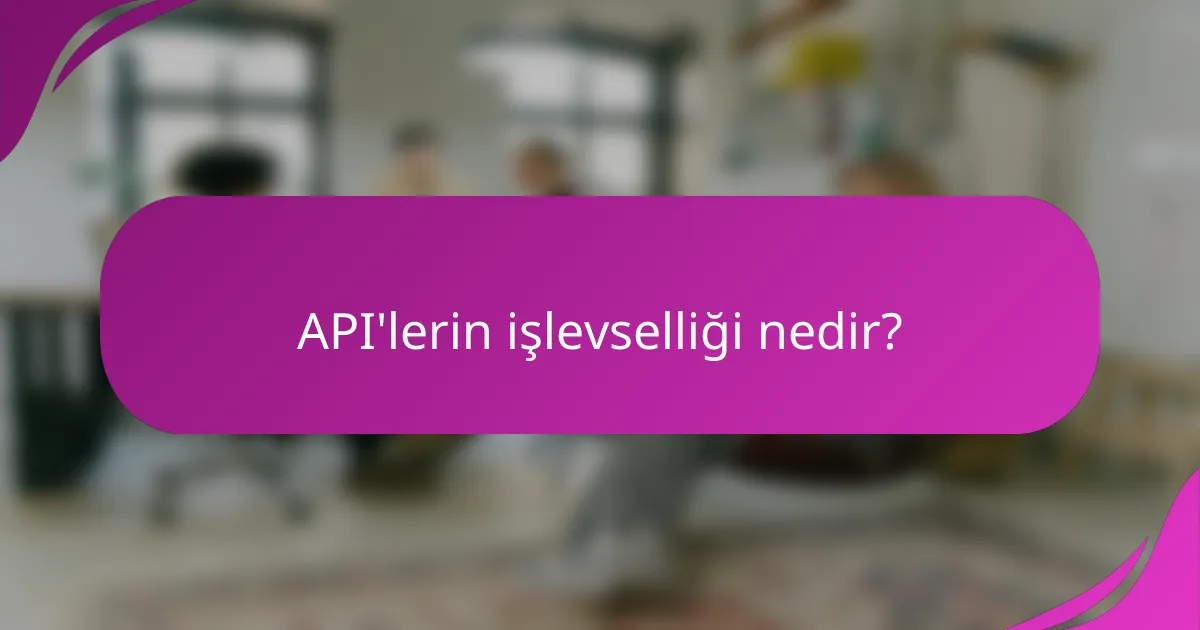 API'lerin işlevselliği nedir?