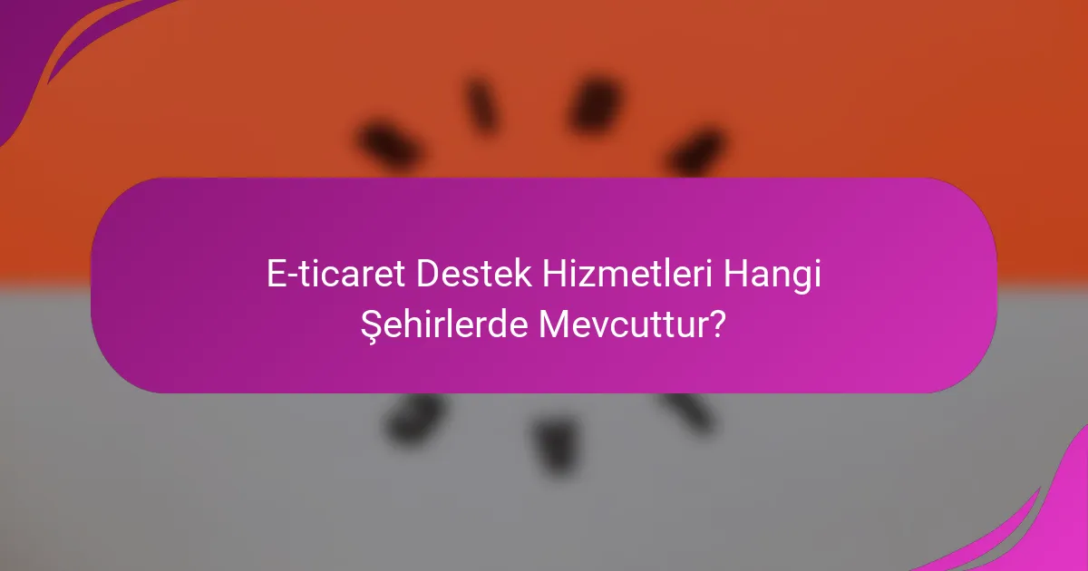 E-ticaret Destek Hizmetleri Hangi Şehirlerde Mevcuttur?
