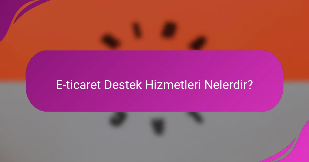 E-ticaret Destek Hizmetleri Nelerdir?
