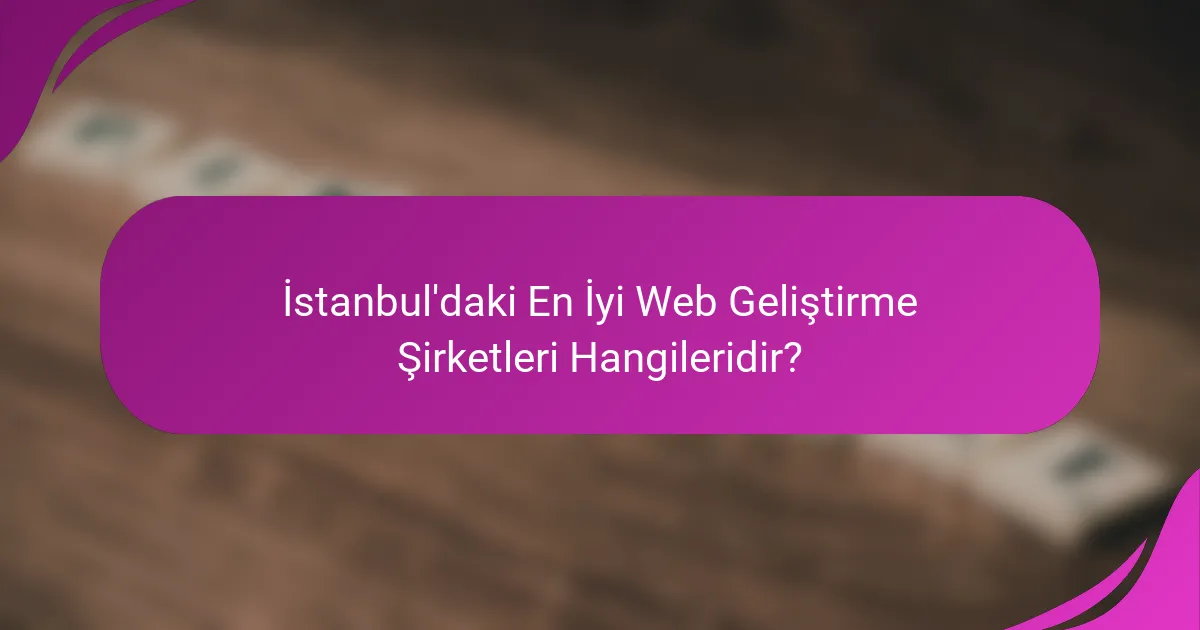 İstanbul'daki En İyi Web Geliştirme Şirketleri Hangileridir?