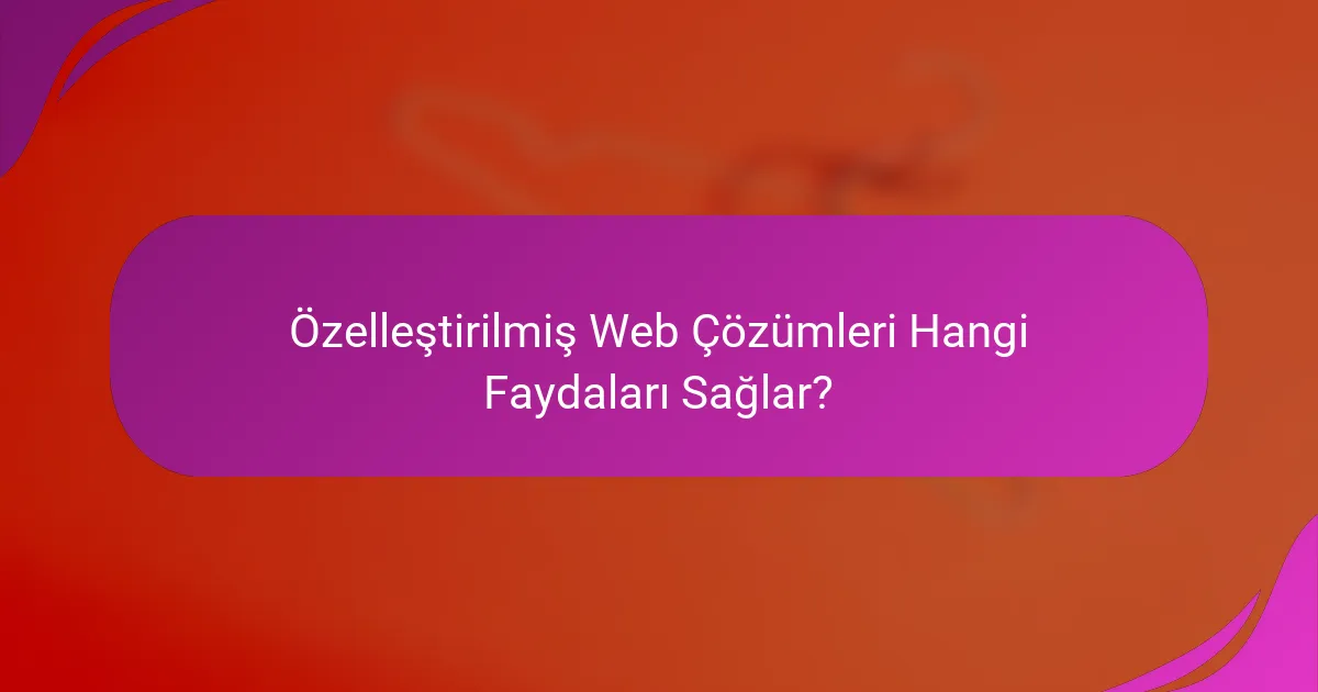 Özelleştirilmiş Web Çözümleri Hangi Faydaları Sağlar?