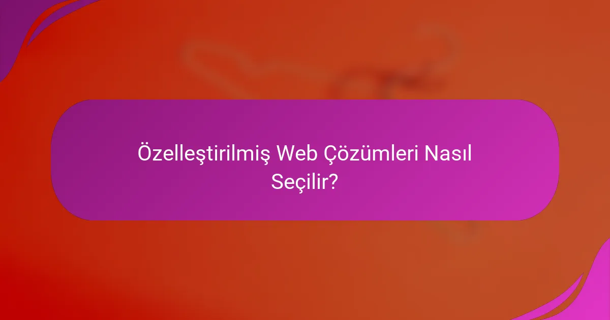 Özelleştirilmiş Web Çözümleri Nasıl Seçilir?