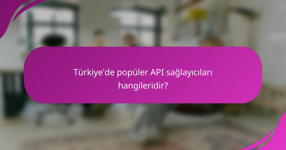 Türkiye'de popüler API sağlayıcıları hangileridir?