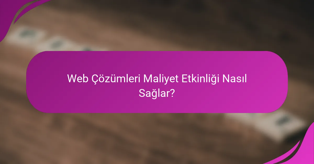 Web Çözümleri Maliyet Etkinliği Nasıl Sağlar?