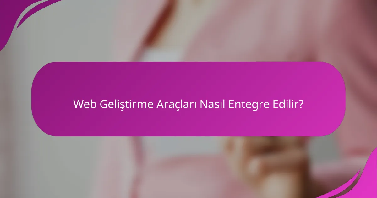 Web Geliştirme Araçları Nasıl Entegre Edilir?