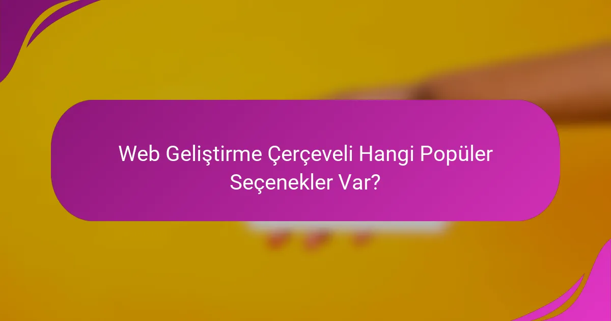 Web Geliştirme Çerçeveli Hangi Popüler Seçenekler Var?