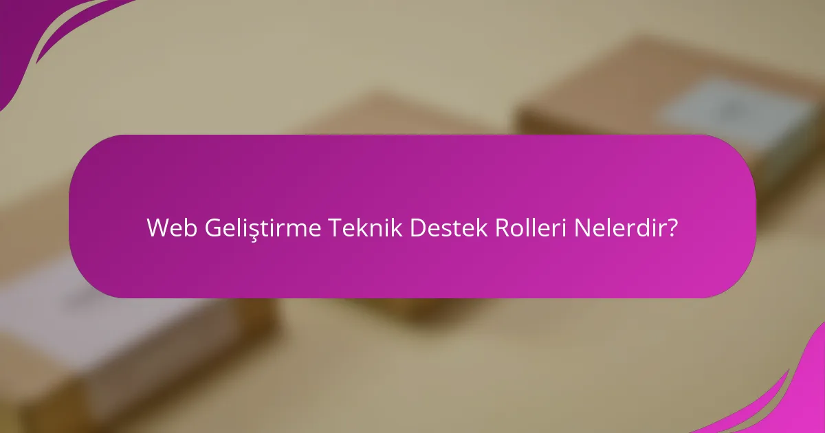 Web Geliştirme Teknik Destek Rolleri Nelerdir?
