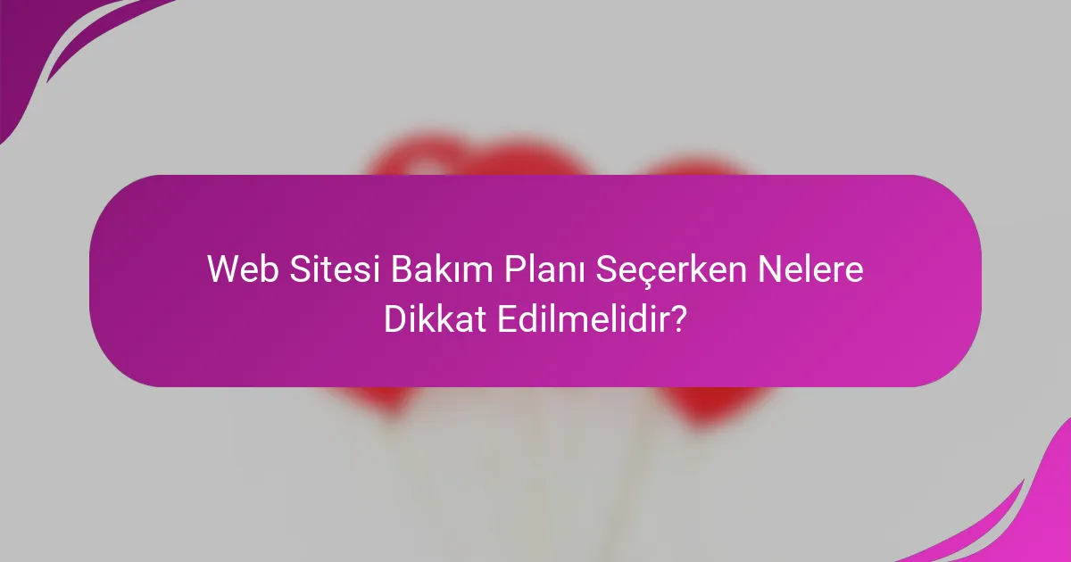 Web Sitesi Bakım Planı Seçerken Nelere Dikkat Edilmelidir?