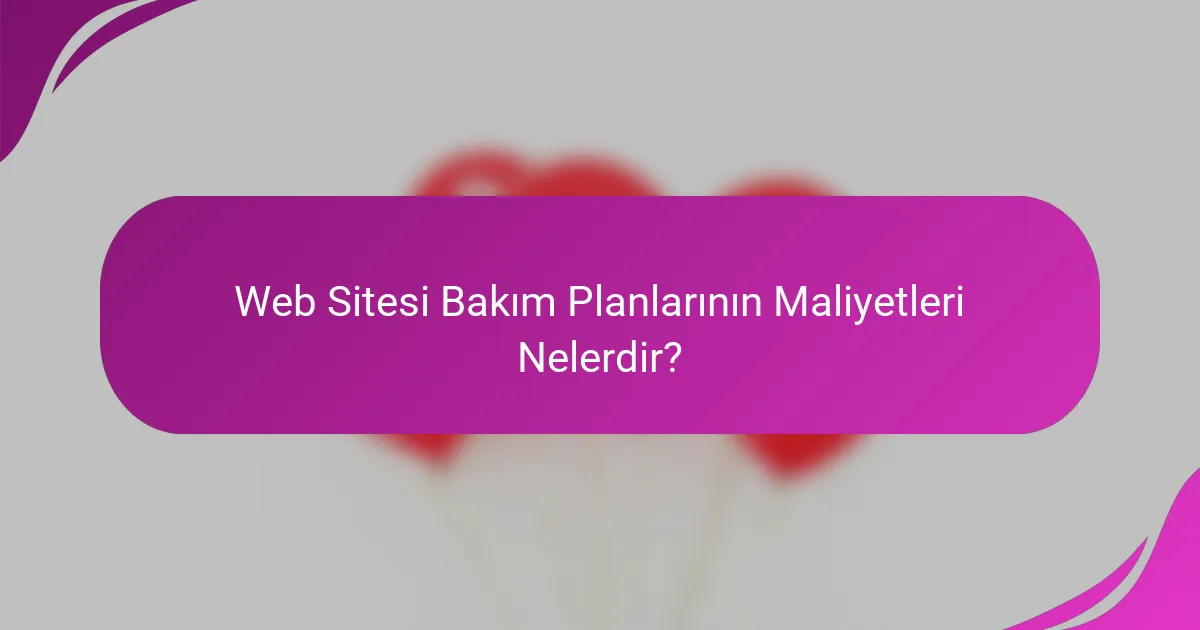 Web Sitesi Bakım Planlarının Maliyetleri Nelerdir?