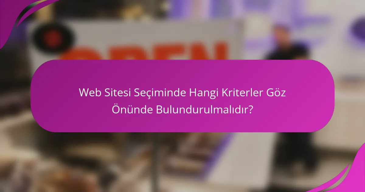 Web Sitesi Seçiminde Hangi Kriterler Göz Önünde Bulundurulmalıdır?